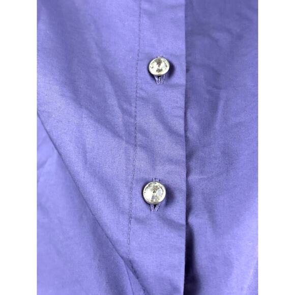 Soft Surroundings Purple Button Up Blouse Double Collar Long Sleeve LARGE - Picture 8 of 11